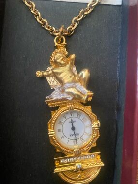 Edgar Berebi Gold Cherub Pendant Watch Necklace